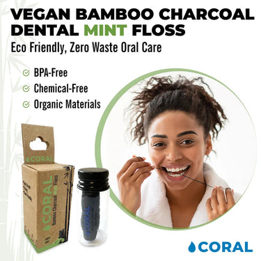vegan bamboo charcoal dental mint floss