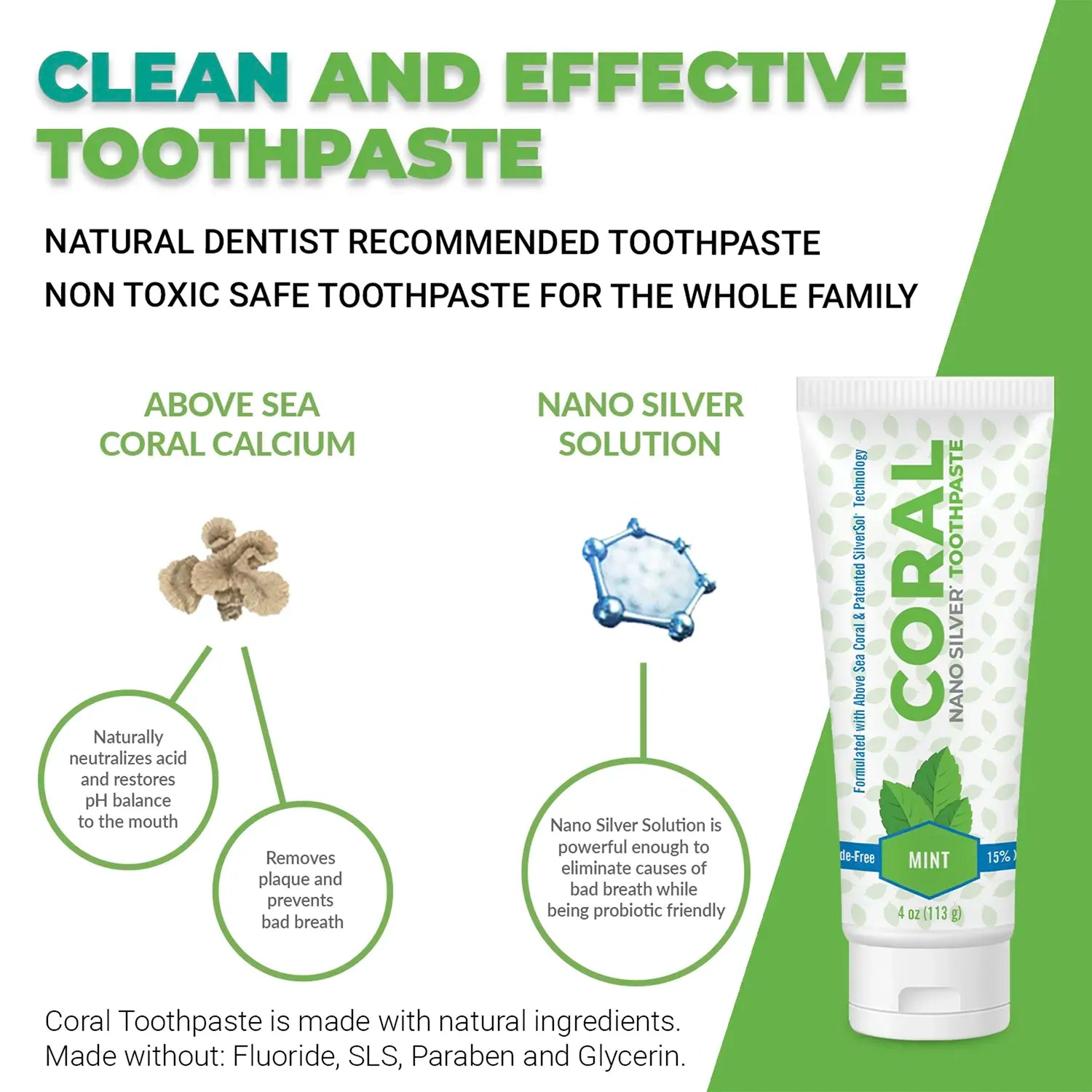 nano silver mint clean and effective toothpaste