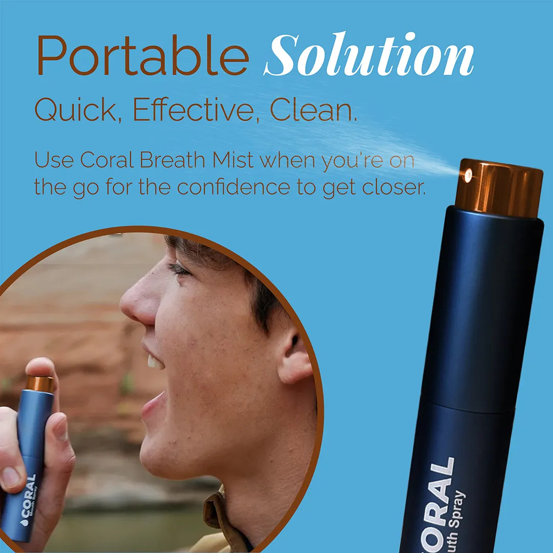 Refillable Coral Mouth Spray with SilverSol® technology for instant oral freshness