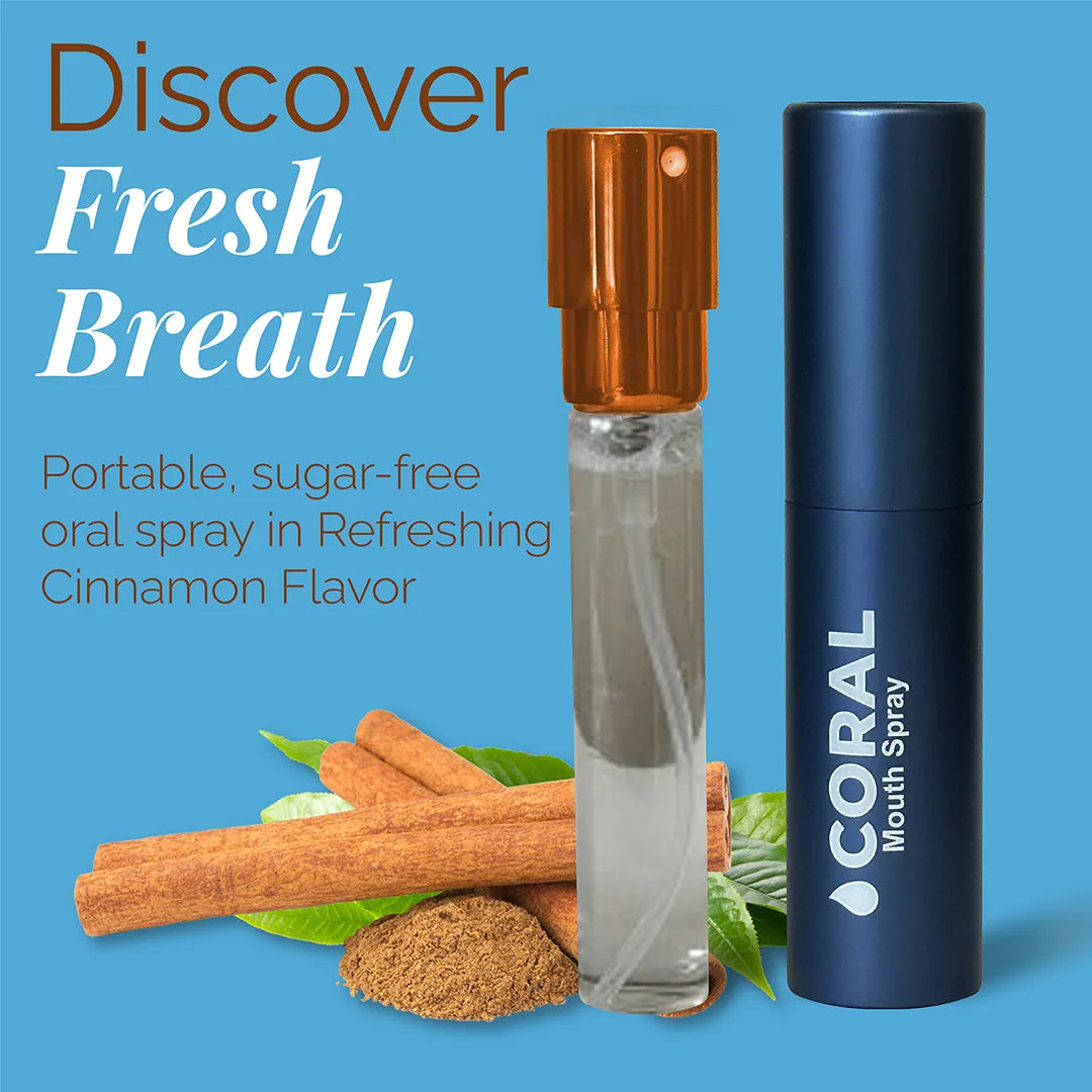 Freshen your breath with Coral Mouth Spray Cinnamon, made with natural ingredients and essential minerals