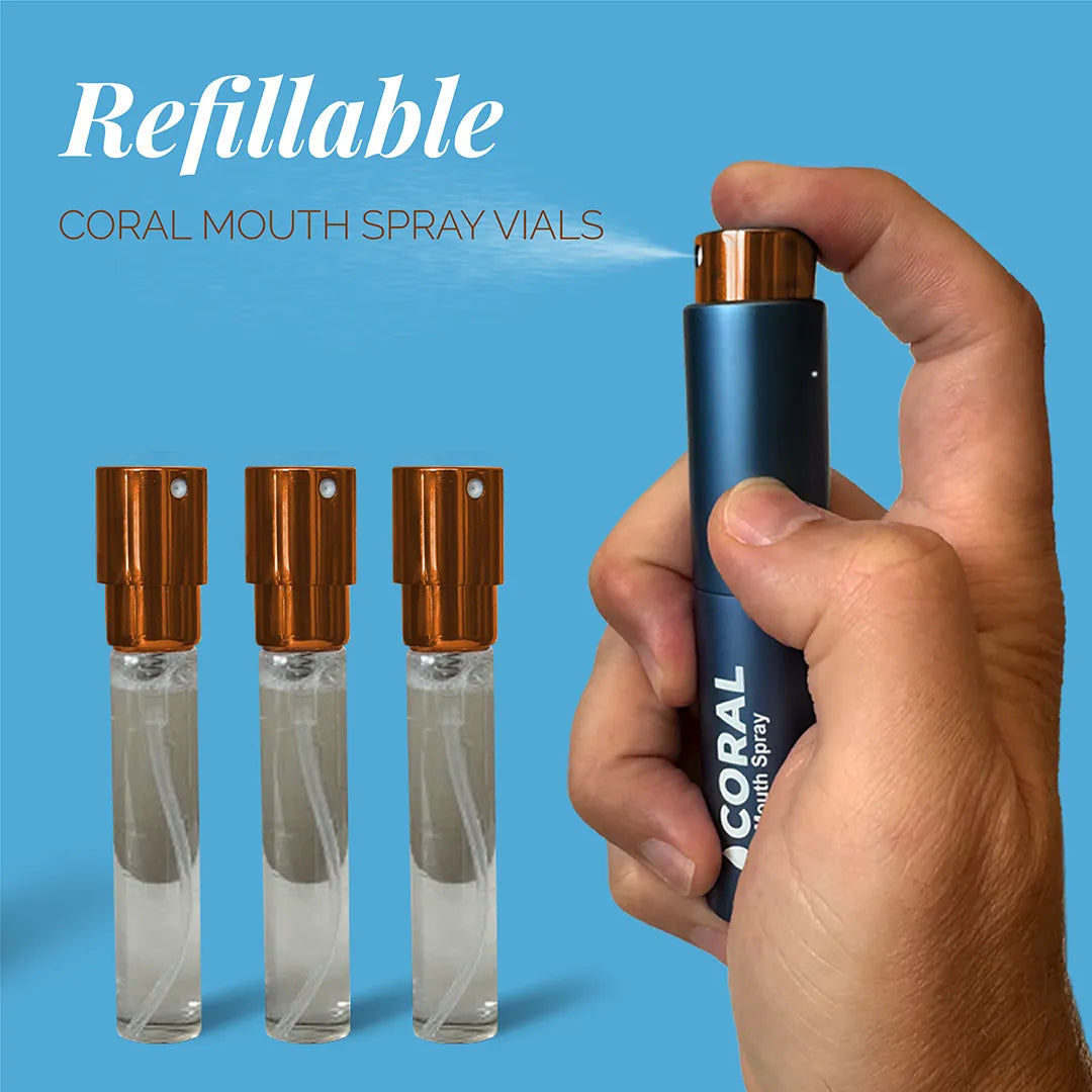 Refillable Coral Mouth Spray with SilverSol® technology for instant oral freshness