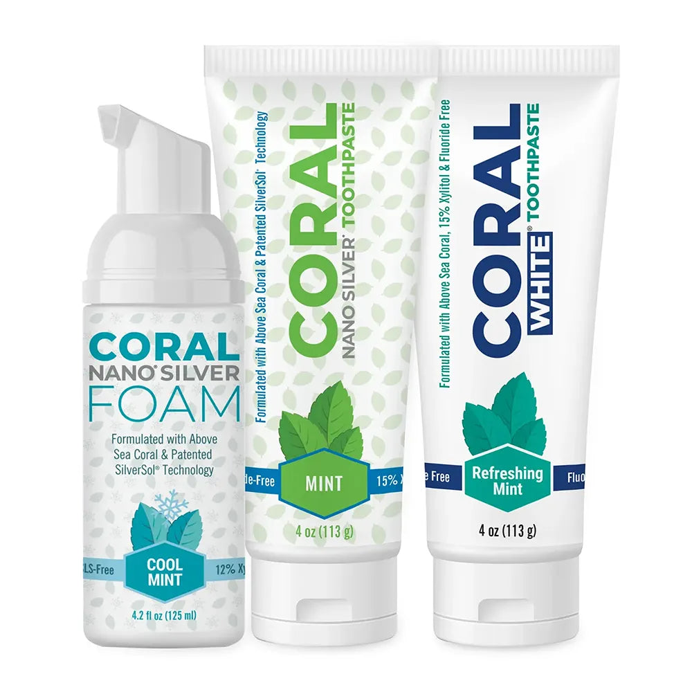 Coral Mint Fluoride Free Toothpaste Family Bundle