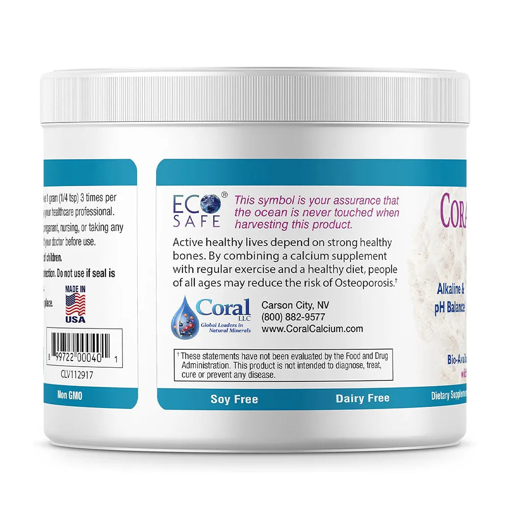 Coral Calcium supplement container with label on a white background