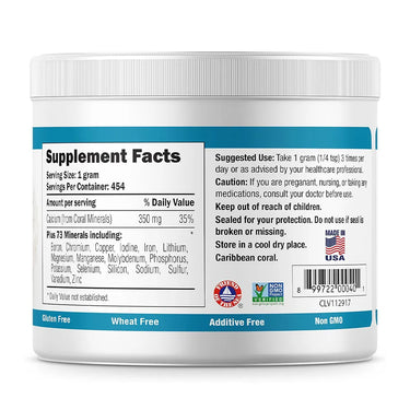 Supplement container with label displaying supplement facts and nutritional information.