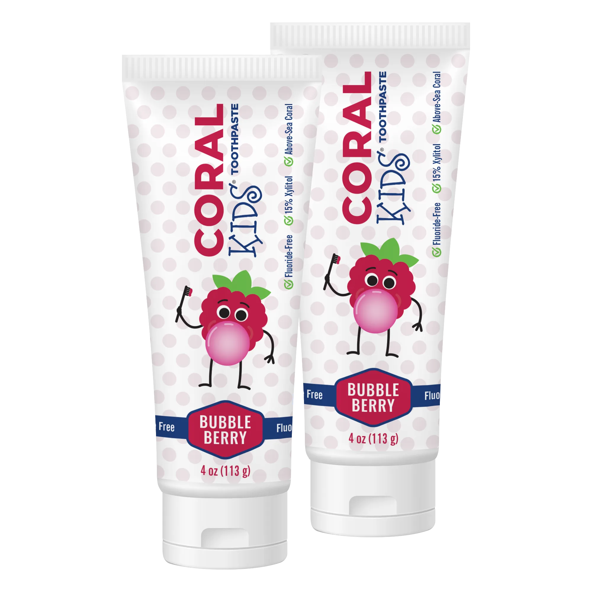 coral white kids bubble berry flavor 2 tubes