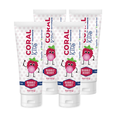 coral white kid's bubble berry flavor toothpaste 4 tubes