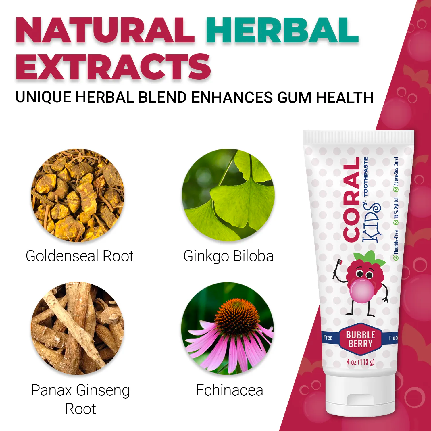 coral white kids with natural herbal extracts