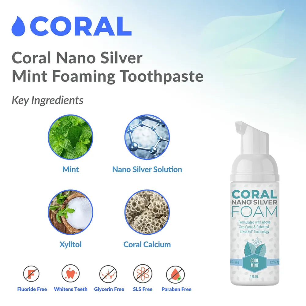 coral nano silver foaming toothpaste with natural ingredients