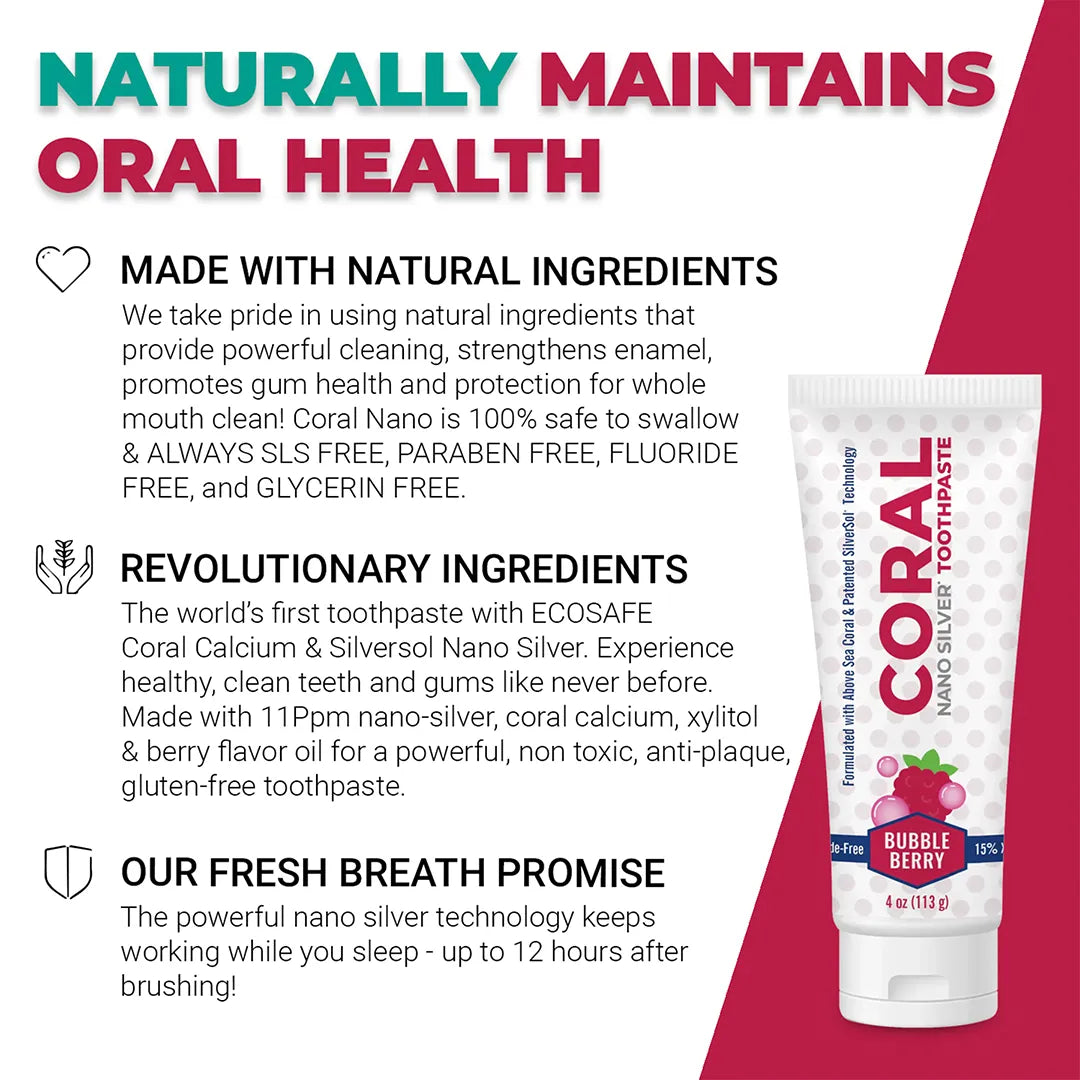 coral nano silver bubble berry flavor naturally maintains oral health