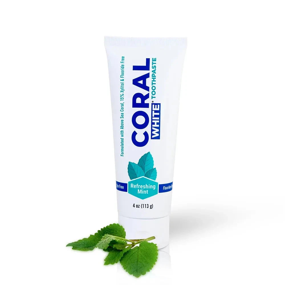 Official Coral White Fluoride-Free Whitening Mint toothpaste product photograph